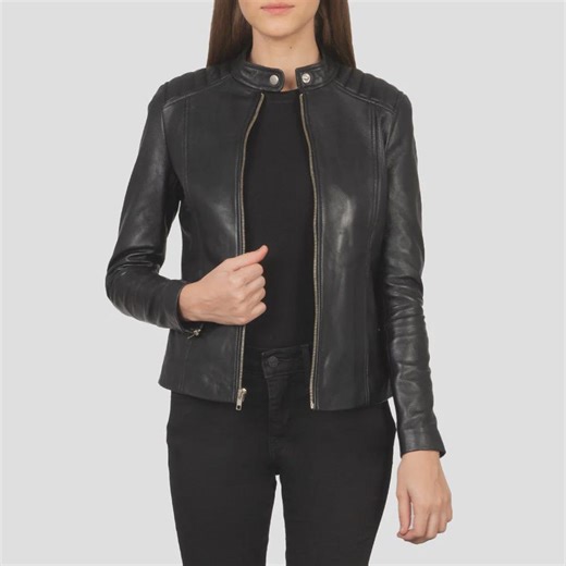 Damen schwarze Lederjacke | Handgefertigter Bikermantel aus echtem Leder | Slim Fit Moto Herbst Oberbekleidung - Etsy.de