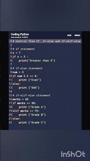 Control flow : If, if-else and if-elif-else statement in Python.#python #pythonprogramming #coding