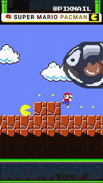 SUPER MARIO Connect With PACMAN 11 #mario #supermario #pacman #shorts