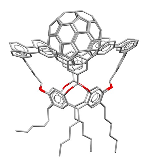 Sánchez et al. report in Angewandte Chemie, International Edition (🔎 https://ccdc-info.com/4mFrvMB) the creation of “nanogloves” — macrocyclic molecules that combine a resorcin[4]arene base with a [12]cyclo-meta-phenylene rim to create a perfect pocket for spherical carbon molecules. CSD Entry EJITAW shows the C60 molecule is stabilised by strong C–H···π interactions. 🔗 https://ccdc-info.com/4mHPWJa #FeaturedStructureFriday #Crystallography | Cambridge Crystallographic Data Centre (CCDC)