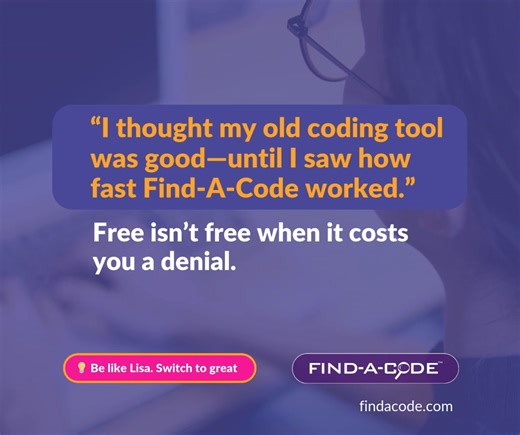 If you're still bouncing between outdated PDFs, Google searches, and free lookup sites, you already know the truth: ❌ Incomplete, outdated, or completely wrong information. Denials, delayed payments, and rework add up—and they cost far more than a subscription. ✅ With Find-A-Code, you get everything in one place: CPT, ICD-10, HCPCS, and NCCI edits Real-time payer rules & Medicare LCDs Built-in calculators and code-mapping tools Add-ons like UCR, ASA Crosswalks, and more You’re not just buying a 