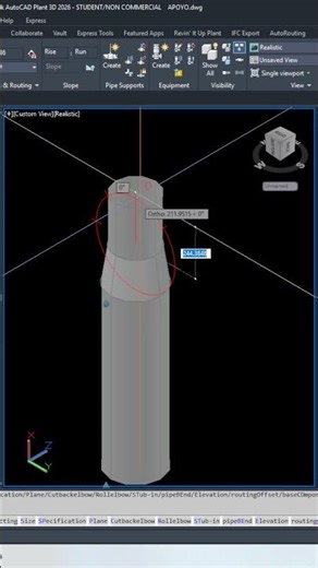 Reduce pipe diameter in AutoCAD Plant 3D