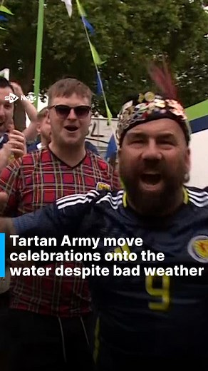 Tartan Army move celebrations onto the water despite the weather in Cologne. Read more on the STV News website. #cologne #euros2024 #tartanarmy #stv #stvnews #football | STV Sport