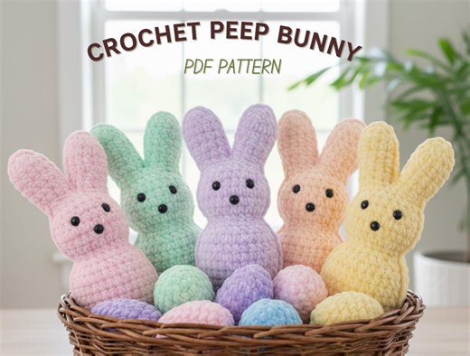 Crochet Easter Pattern Bunny Peep, Low-sew Easter Decor , Digital Download (PDF) Free Egg Pattern - Etsy Canada
