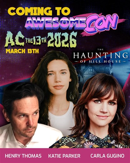 ⭐ FRIDAY THE 13TH GUEST ANNOUNCEMENTS ⭐ The stars of Haunting of Hill House & The Fall of the House of Usher—Henry Thomas, Katie Parker & Carla Gugino—are coming to Awesome Con in March! 🔑 Henry Thomas, also known for: E.T. the Extra-Terrestrial, Doctor Sleep, Gerald's Game 🔑 Katie Parker, also known for: Absentia, The Midnight Club, The Beldham, Next Exit 🔑 Carla Gugino, also known for: Watchmen, Spy Kids, Gerald's Game, Night at the Museum 🎟️ Buy badges >> awesome-con.com/badges ⭐ View Gue
