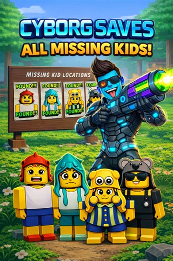 Cyborg Hero Saves Missing Kids in Roblox Adventure