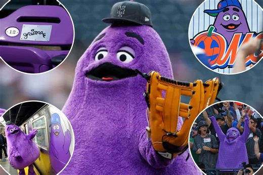 How Grimace — a McDonald’s mascot — became the Mets’ good luck charm in their Amazin’ 2024 postseason run