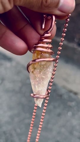 Citrine Crystal Necklace – Copper Wire Wrapped Pendant – Boho Energy Jewelry – Handmade Necklace - Etsy