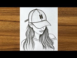 How to draw a girl with BTS cap || Easy drawing ideas for girls || Pencil drawing step by step