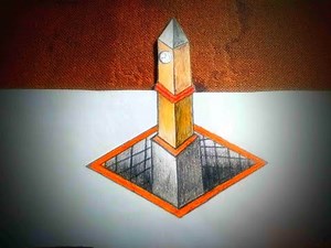 how to draw 3d clock tower || 3d clock tower drawing with colored pencils