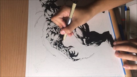 Venom Art: Inking Process Timelapse!