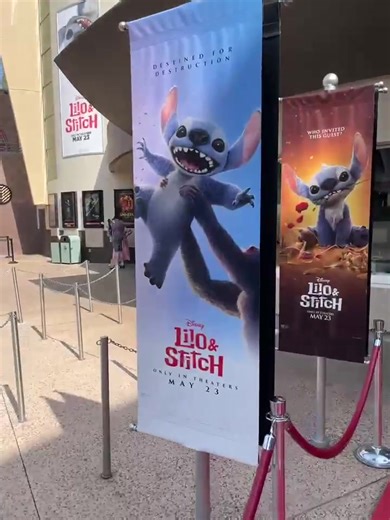 Lilo and Stitch banners are up at AMC in Disney Springs! 💙🌺🌴 📷DisneyFoodBlog👈👈 | Disney World Packages -Orlando Florida