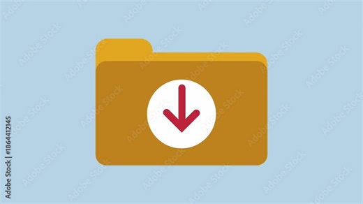Folder icon with download arrow, Digital file management concepts 2d Animation with Alpha Matte