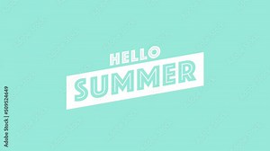 Hello Summer on green gradient texture, motion promotion, summer and retro style background