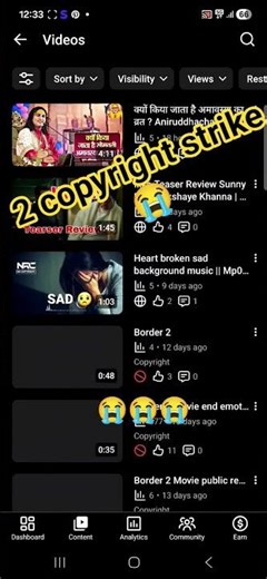 2 copyright strike 😭 #copyrightstrike #viralvideo