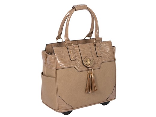 Rolling Laptop Bag: Windsor Taupe Wheeled Briefcase - Elegant Faux Leather - Etsy