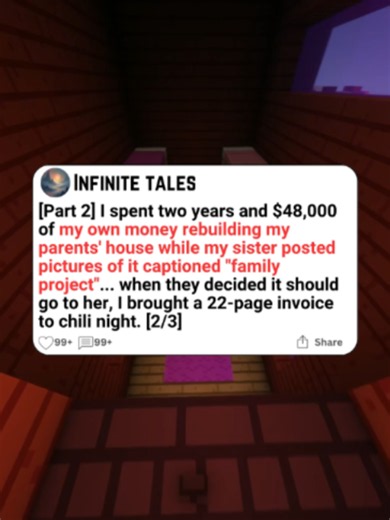 Part 2. I spent two years and $48000 of my own money rebuilding my parents' house while my sister posted pictures of it captioned
