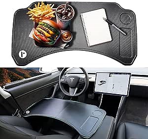 CYBERDESK: Portable Car Table for Tesla Model 3 X Y - Workstation Desk, Dining Tray, Laptop Holder for Remote Work, Eating, Travel, and Business - Easy Installation, Sturdy Design (Large)