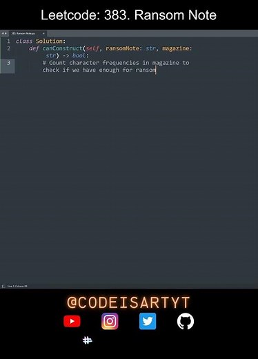 Leetcode 383. Ransom Note in Python | Python Leetcode | Python Coding Tutorial | Python Coding ASMR