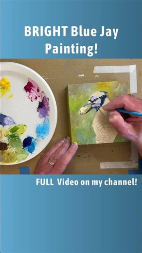BRIGHT Blue Jay Acrylic Painting! #paintwithme #paintingtechniques #paintingtutorial #birdpainting