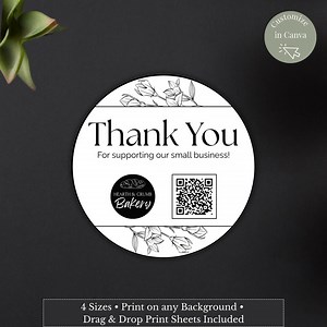 Thank You Logo and QR Code Sticker Template: Small Business Packaging Label (digital Download) - Etsy