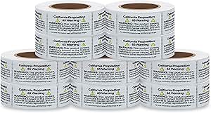 California Prop 65 Warning Labels, 1×2 Inch P65 Health Consumer Alert Sign Chemical Safety Self Adhesive Stickers - 500 Labels Per Roll (10 Rolls)