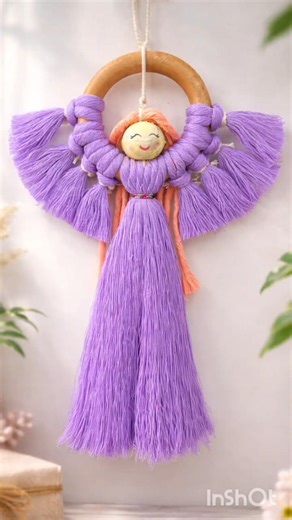 easy macrame angel tutorial DIY wall decor at home 😇🧶✨ #diy #shorts #viral #trending #macrame #doll
