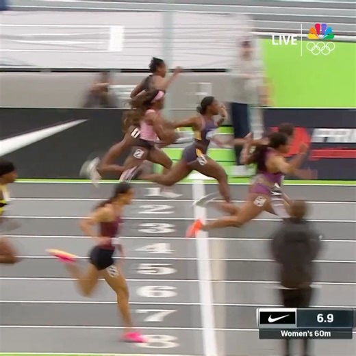 354K views · 4.5K reactions | Battling right to the line. 勞 THOUSANDTHS of a second separate Celera Barnes and Jacious Sears.  NBC & Peacock | NBC Olympics & Paralympics | Facebook