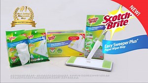 Let cleaning be a breeze with our brand new Easy Sweeper Plus Paper Wiper Mop! Featuring an electrostatic sheet and raised honeycomb designed cushion pad, cleaning is now easier :) | Scotch-Brite
