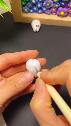 Tiny Clay Tooth – So Cute!#clay #miniart #tinycraft #asmrclay #cuteclay #diyclay #polymerclay