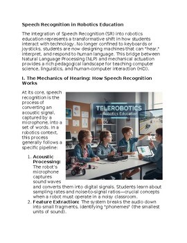 Speech Recognition in Robotics Education - Reading Passage and x 10 Questions