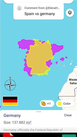 SPAIN🇪🇸 vs GERMANY🇩🇪 country size comparison #truesize #geographymaps #mapping #mapper #shorts