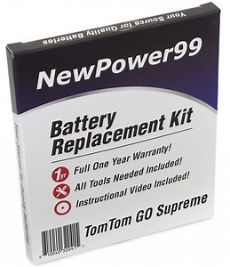 TomTom GO Supreme Battery Replacement Kit with Tools, Video Instructions and Extended Life Battery