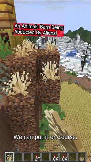 An Animals Barn Being Abducted By Aliens in Minecraft