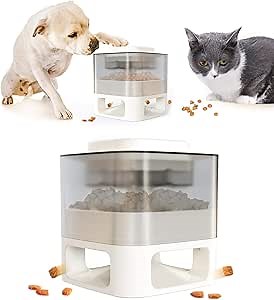 Interactive Dog Toys, Automatic Cat Feeder for Small / Medium Pet Puppy Kitten, Cat and Dog Dry Food Dispenser, Treat Puzzle Toy of Pets for IQ Training Slow Feeder and Healthy Eating (1.2 L)