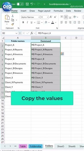 Create Folders from Excel Without VBA directory bat Method