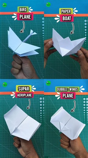 4 Best homemade origami Paper crafts , paper boat , paper boomerang , paper Jet , paper Bird