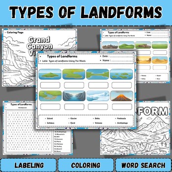 Types of Landforms Worksheets & Activities | Geography & Earth Science Activity