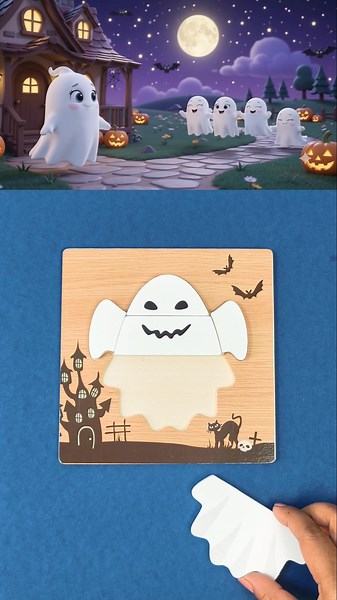 👻 Ghost Halloween Puzzle ! Five Little Ghosts #supersimplesongs #cocomelon #toddlerlearning