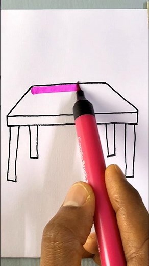 Table drawing easy for kids and beginners #shorts #shortsfeed #drawing #table #kidsart