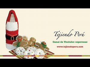 Santa Claus or Santa Claus costume with bottle cover knitted on two needles or sticks