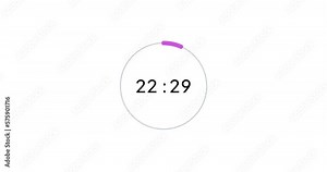 28 seconds digital timer countdown animation is isolated on white background. 28 sec countdown timer, a stopwatch animation with pie percentages