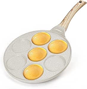 Pancake Pan Suitable for All Cooktops, 7-cup Pancake Maker, Nostick Granite Mini pancake with PFOA Free Coating, Sarten Para Pancakes 1-pcak