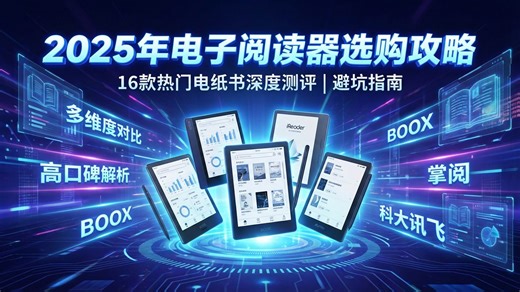 电子阅读器哪款好？精选16款热门型号，从入门到旗舰，多维度测评BOOX、掌阅等品牌，选购攻略助你找到性价比最高的阅读神器！