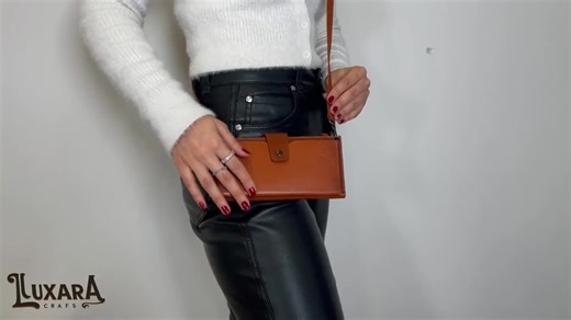 Personalized Leather Crossbody Phone Wallet for Women – Small Wallet Purse with Strap, iPhone & Card Holder, Genuine Leather Cell Phone Bag