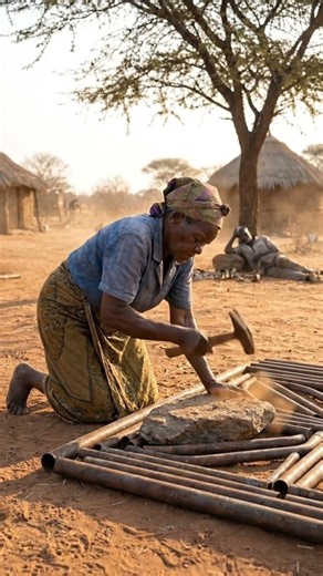 Poor Village Woman Turns Old Car Exhaust Pipes Into a Stunning Compound Gate 🚗🚪🤯