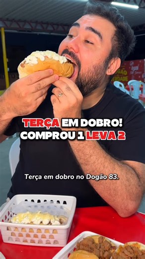 Rumbora Jampa | Dicas em João Pessoa on Instagram: "TERÇA EM DOBRO NO DOGÃO 83❗️😱🌭 Os melhores e mais saborosos lanches de João Pessoa em dobro no @dogao083 Apenas nas terças: Pediu Big Filé, X-Filé ou Big Dogão (carne ou frango), ganhou outro igualzinho. É lanche em dobro pelo mesmo preço no salão ou no delivery! Confere os valores e o desconto 👇🏼 🌭 Big Dogão de Carne: 02 por 18,99 🌭 Big Dogão de Frango: 02 por 18,99 🌭 Big Filé de Carne: 02 por 20,99 🌭 X- Filé de Carne: 02 por 28,99 Vál