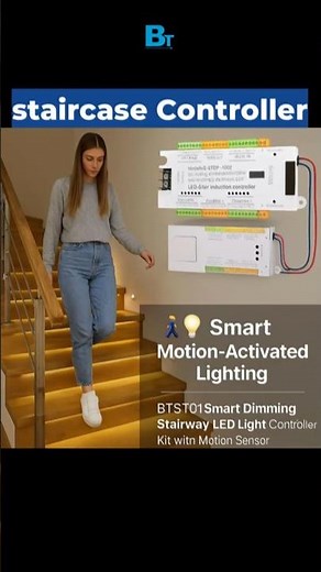 BTST01 32-Channel Smart Dimming Stairway LED Light Controller Kit with Motion Sensor #shorts