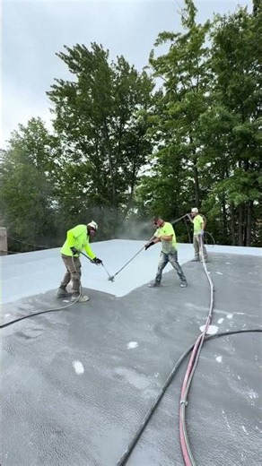 Spray and Rolled Coating on Commercial Roof, Granule Application #commercialroofing #construction