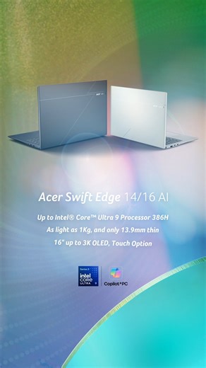Meet the new #AcerSwift Series, powered by Intel® and built for the AI era 👋 From ultra-portable design to immersive OLED displays and next-level performance, there’s a Swift for every kind of creator, innovator, and achiever. https://www.acer.com/swift-edge-14-16-ai-intel https://www.acer.com/acer-swift-16-ai https://www.acer.com/acer-swift-go-14-16-ai-intel #AcerNewProduct *Touchpad claim based on Acer internal market analysis (Dec 15, 2025) comparing Swift 16 AI with 37 haptic-touchpad noteb